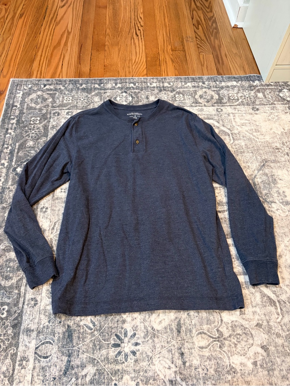 Saddlebred Dark Blue Long Sleeve Henley Shirt - Men